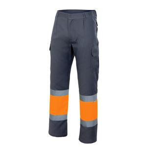 VELILLA VL157 - Pantalón bicolor de alta visibilidad VL157 Grey / Fluo Orange