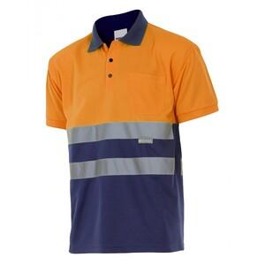 VELILLA VL173 - Camisa polo de dos tono de alta visibilidad de manga corta VL173 Fluo Orange / Navy