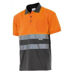 VELILLA VL173 - Camisa polo de dos tono de alta visibilidad de manga corta VL173 Fluo Orange / Grey