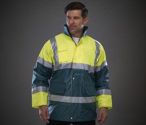 Yoko YK303 - Parka de contraste de alta visibilidad Hi Vis Yellow/Paramedic Green