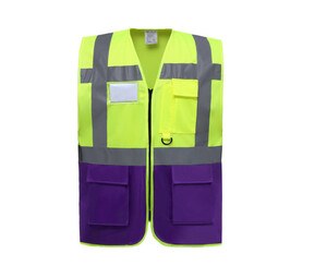 Yoko YK801 - Chaleco multifunción de alta seguridad Hi Vis Yellow/Purple