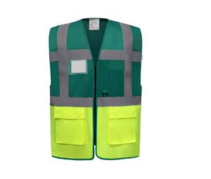 Yoko YK801 - Chaleco multifunción de alta seguridad Paramedic Green / Hi Vis Yellow