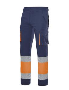 VELILLA V13002 - Pantalones RG373R Navy/Fluo Orange