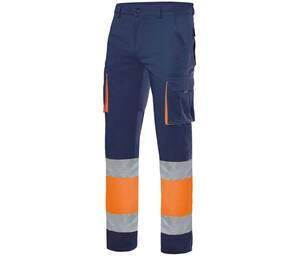 VELILLA V3030 - Pantalones multibolsillos dos tonos y alta visibilidad V3030 Green / Fluo Yellow