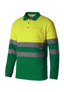 Velilla 305515 - POLO ALGODÓN BICOLOR ML AV GREEN/HI-VIS YELLOW