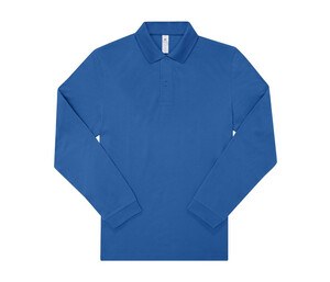 B&C BCU425 - Long-sleeved fine piqué poloshirt Azul royal